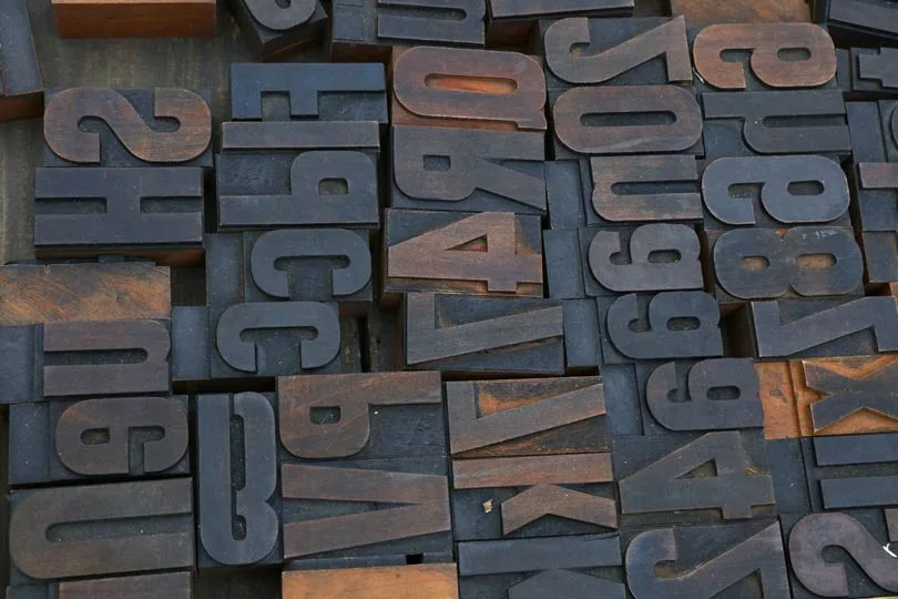 old wooden type blocks are the fonts of the past.